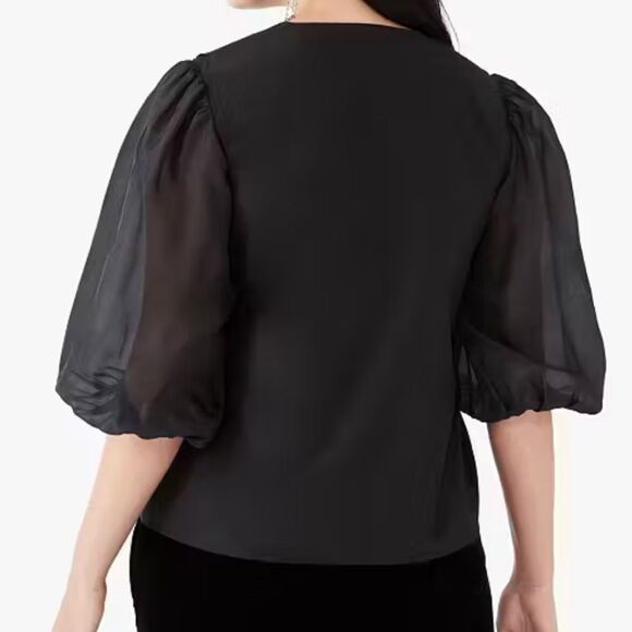 Kate Spade Ruffle Tuxedo Top - L - EUC - Picture 3 of 10